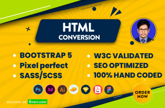 I will convert xd to html, psd to html, figma to html, bootstrap 5 responsive