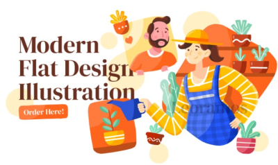 I will create modern flat design illustration